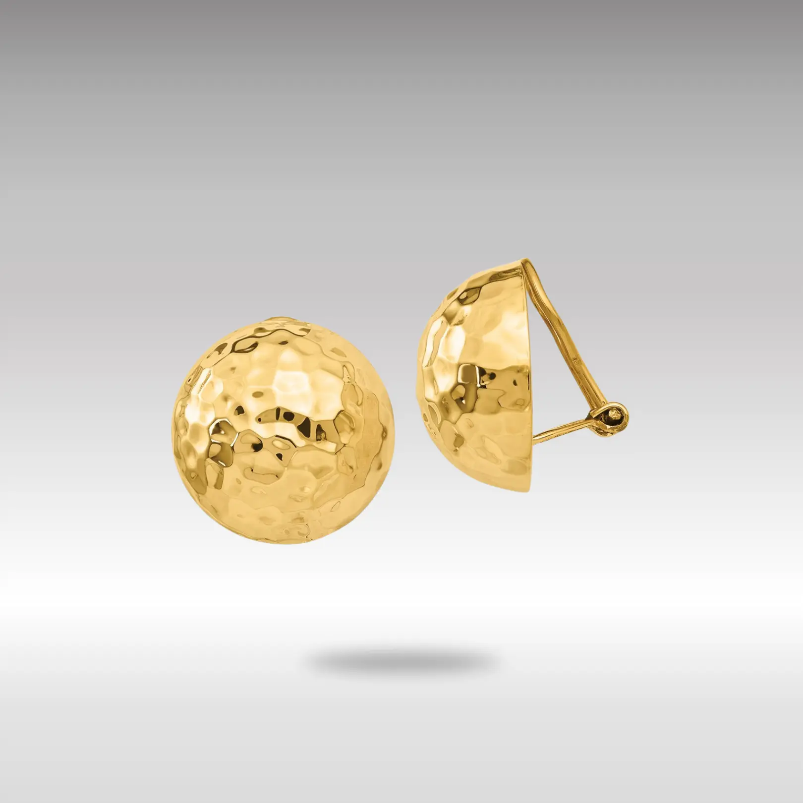 14K Gold Omega Clip 18mm Hammered Non-pierced Earrings - Model H889