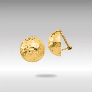 14K Gold Omega Clip 18mm Hammered Non-pierced Earrings - Model H889