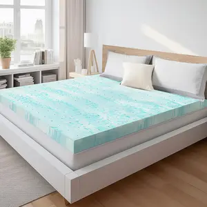 3 Inch Thick Memory Foam Gel Infused Cooling Toppers Pad for Full Size Bed, Sleeper Sofa, RV, Camper, CertiPUR US Certified, Ventilated and Breathable, Blue