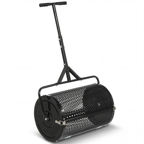 24" Lawn Topdressing Spreader with 0.75"*0.5" Mesh, Compost Spreader for Soil Sand Fertilizer Black