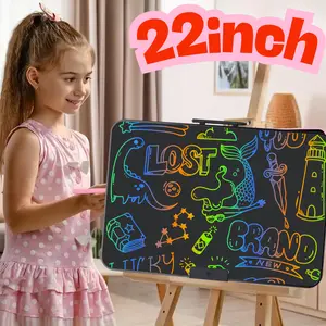 22” Colorful Electronic LCD Writing Tablet for Kids – Rechargeable & Durable Digital Drawing Pad w/ Stylus + Charging Cable, Water proof Screen, Mess-Free Learning Board