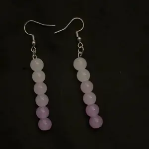 Purple Beaded Earrings - Simple Design with Purple Beads and Silver Hooks