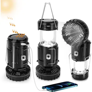 2024 Upgrade Solar  Camping Lantern with Fan - Stay Cool and Well-lit During Outdoor Adventures with This Versatile Lantern Featuring a Built-in Fan for Added Comfort.