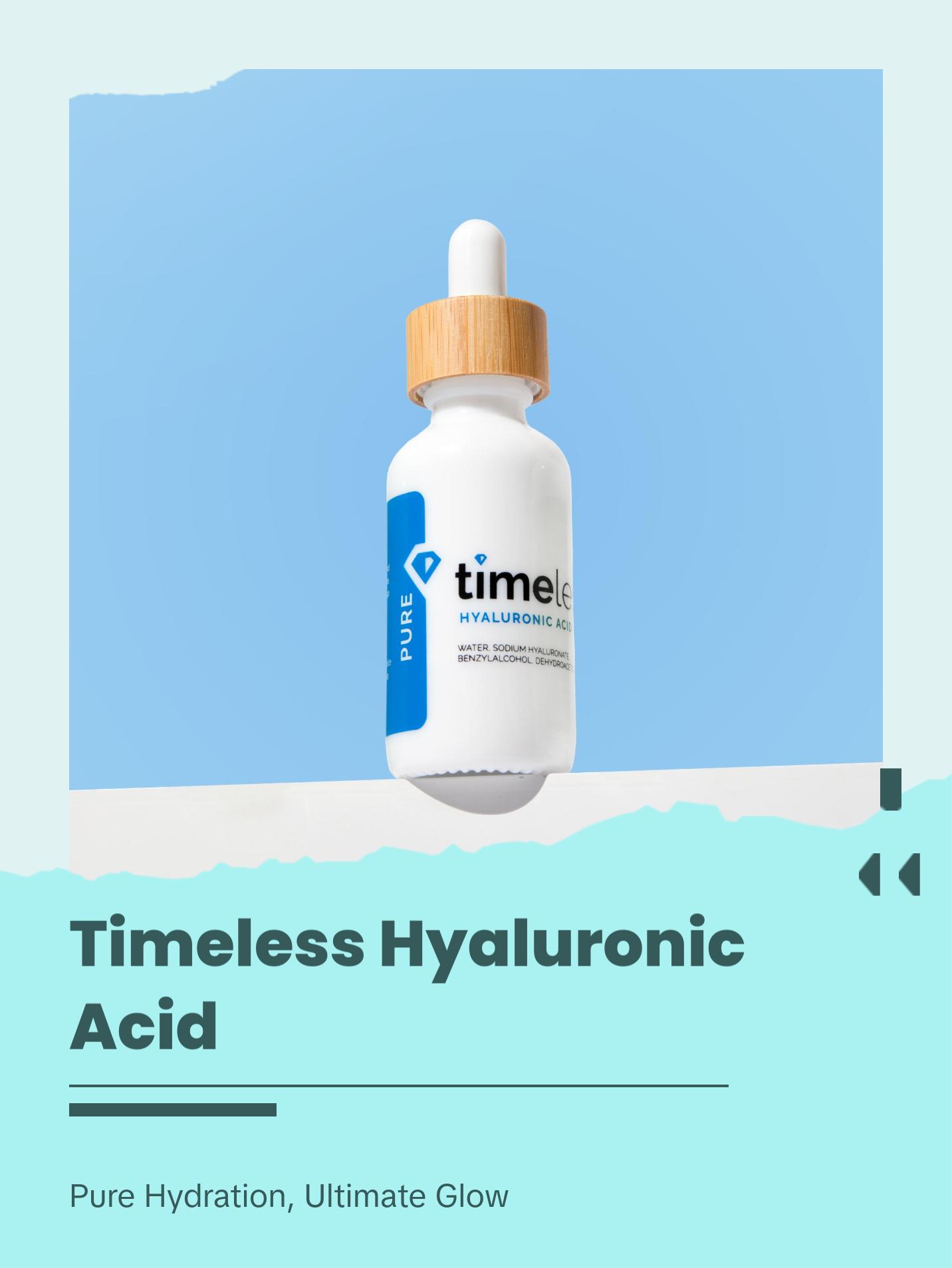 Timeless Skin Care Hyaluronic Acid 100% Pure, Hydrating Serum for Healthy, Glowing Skin (30ml)