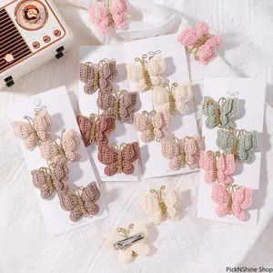 4pcs Fashion Hair Accessories Set, Handmade Wool Knitting Butterfly Barrettes for Baby Girls, Soft Stylish Children’s Headwear Decor, Hair Accessories Sets