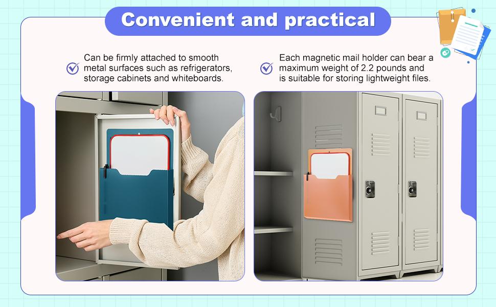 Magnetic File Folder 2/6/8 Pcs Magnetic File Organizer for Classroom Wall Mounted Storage Refrigerator Magazine Mail Letter and Paper Holder for Teacher Organization School Whiteboard Office Classroom Supplies Classroom Must Haves