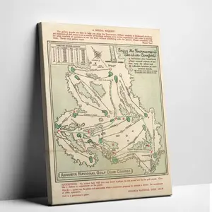 Vintage Masters Golf Augusta National   Course Map 1954 Golf  - Golf   Poster Golf Pictures   for Your Office or Home - Masters Golf Merchandise Golf  decor