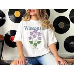 Wisconsin State Flower Tee • Common Blue Violet Graphic Shirt