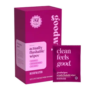 Flushable Wipes – Soothing Botanicals & Aloe – Soft, Individually Wrapped Butt & Feminine Wipes for On-the-Go & Travel Use – Largest Adult Toilet Wipes – Rosewater, 1 pack, 32 count Chamomile Cleansing