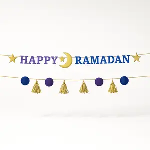 "Happy Ramadan" Letter Banner Kit with Mini Garland