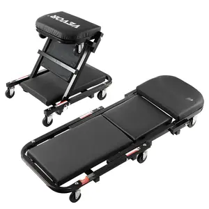 40-Inch Foldable Z Garage Mechanic Creeper Stool With 450 Lbs Capacity For Auto Repair And Maintenance, Heavy-Duty Rolling Creeper Chair, Sturdy Steel Frame, Ergonomic Padded Seat, Easy Fold Design For Workshop