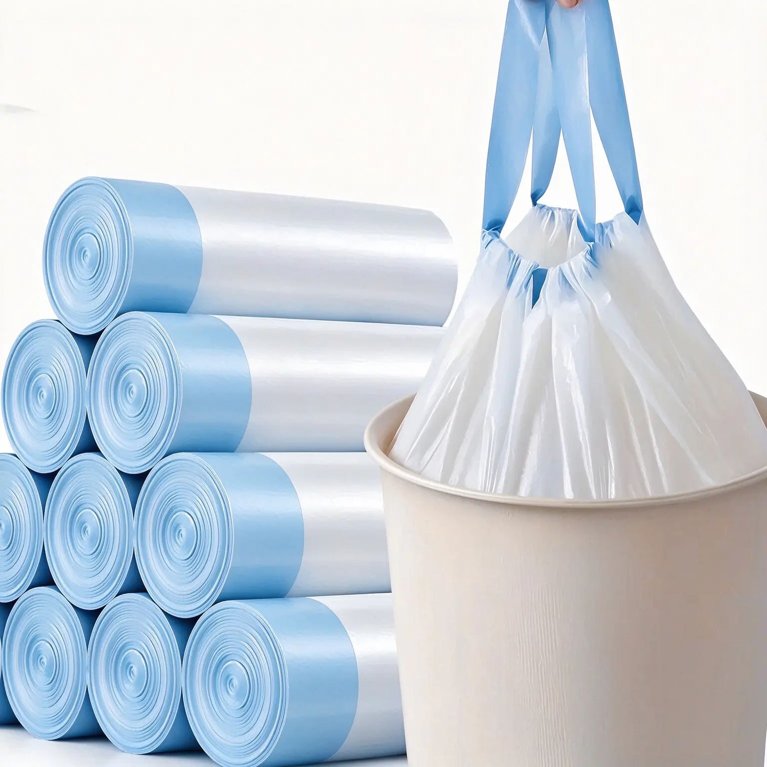 4 Gallon Heavy Duty Drawstring Trash Bags 3 Rolls 45 Count Thick Tear Resistant Small Garbage Bags Plastic Trash Can Liners for Bathroom Bedroom Office Small Trash Bins
