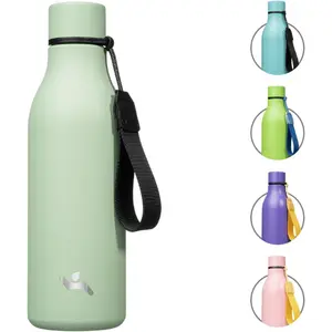 Insulated Water Bottle with Strap,18 oz Double Wall Stainless Steel Vacuum Bottles Metal Water Flask,Macaron Green