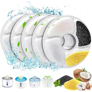 Water Fountain Filters, 5 inch,  Fountain Activated Carbon Filters Replacement, Compatible with Cats and Dogs Automatic Water Dispenser (5Pcs)