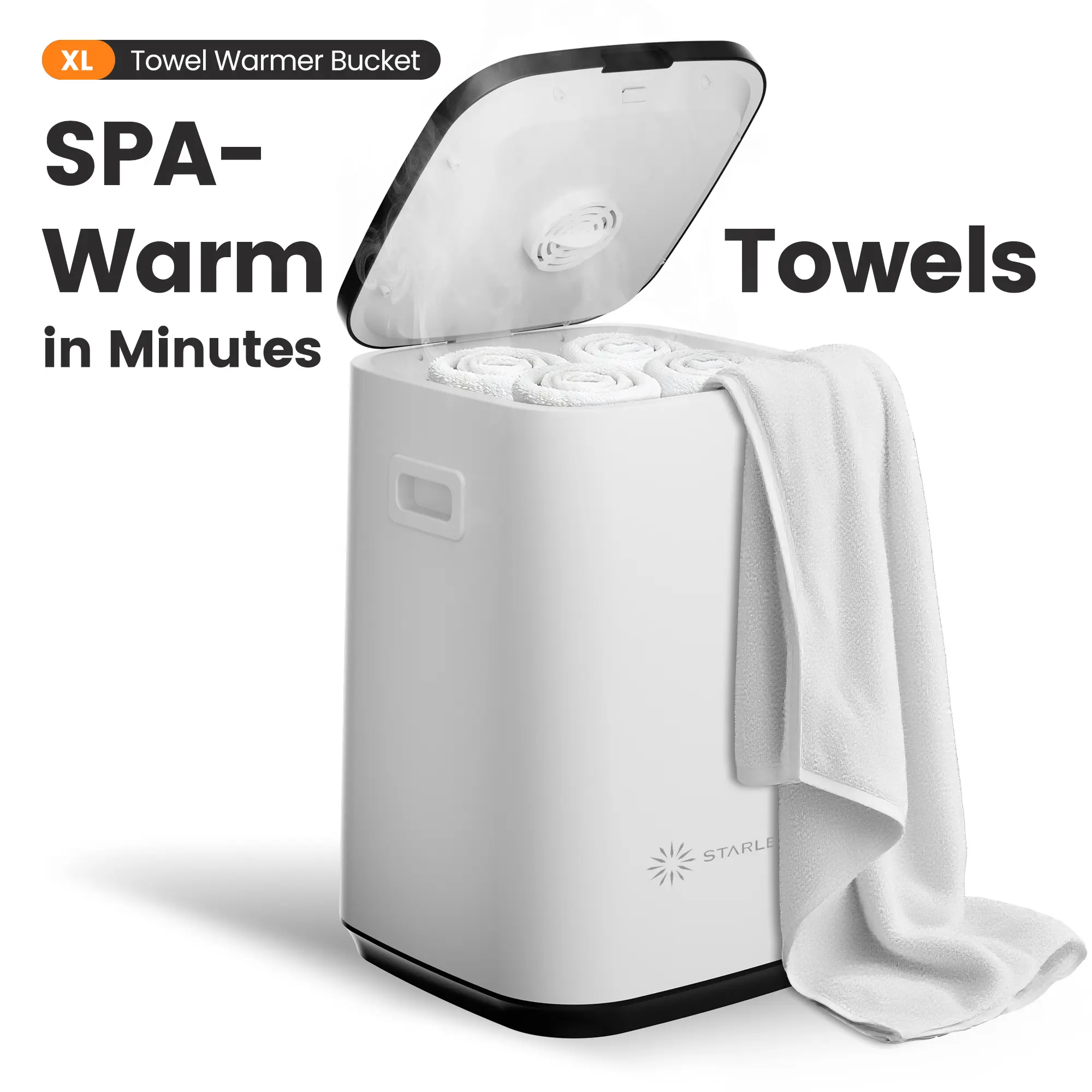 Starlead 22L Heated Towel Warmer Bucket - Household Clothes & Shoe Dryer, Bathroom Shower Appliance with Timer, Auto Shut-Off, Even Heating, Custom Fragrance Box, Child Lock, Fits 2 Oversized Towels, Bathroom Set, Housewarming Gift, Freestanding, Warm Tow