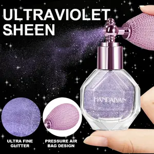 Body glitter spray, loose powder shimmer spray, fine glitter highlighter, suitable for carnivals, music festivals, parties, rave parties, rave costumes, hair, face, nail art, and other occasions.