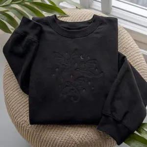 Celestial Dragons Tone on Tone Embroidered Sweatshirt, Fantasy Book Shirt, Fourth Wing Sweater, Basgiath War College Shirt, Book Lover Shirt
