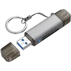 Dual-Slot UHS-I Micro SD Card Reader with USB3.2 Gen1 Type-C & Type-A Ports, Compatible with UHS-I Cards, 170MB/s Maximum Transfer Speed