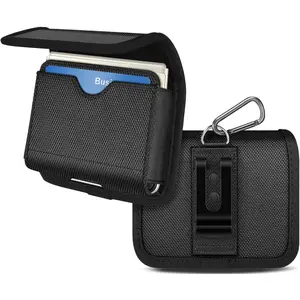 X-SBB08  Holster for Samsung Galaxy Z Flip 6, 5, 4, 3 - Belt Holder with ID Card Pouch (Fits Phone with Case) Black
