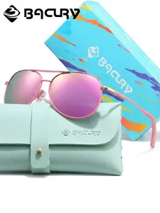 BACURY Stylish Blue Aviator Sunglasses with Polarized UV400, Retro Double Bridge Design, Anti-Glare Lens for Driving, Beach & Vacation, Unisex Design for Everyday Wear