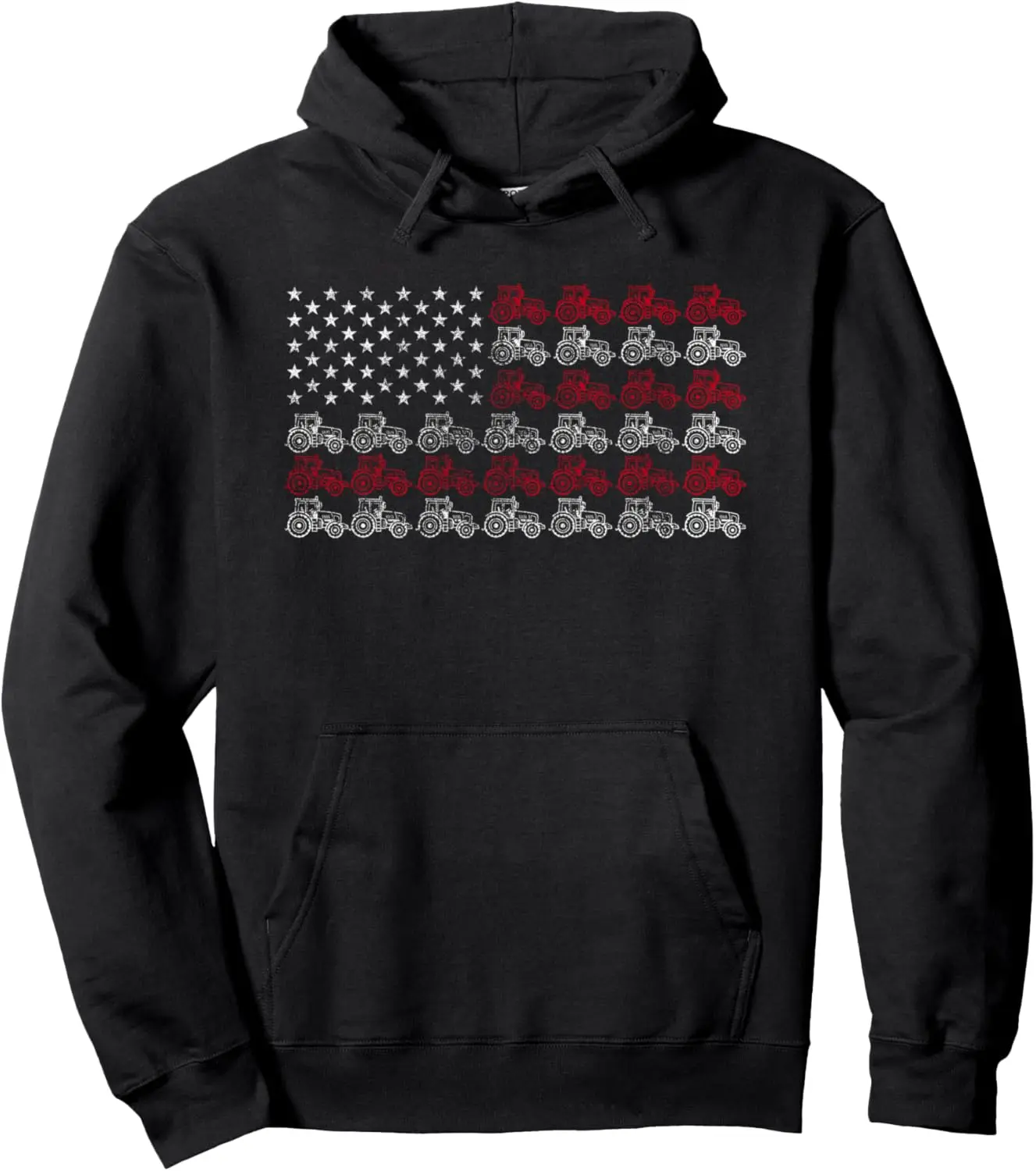 Tractor American Flag Farmer Pullover Hoodie