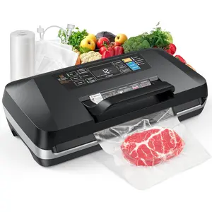Vacuum Sealer Machine with 95KPa Suction - Full Automatic Commercial Grade Sealer for Wet/Dry , Built-in , Complete Kit with 1 Roll & 10 Bags - 230W Double Seal Strip