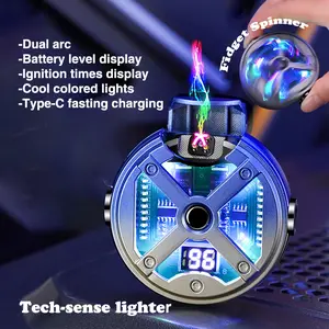 Rechargeable LED Lighter Rotatable Fidget Spinner Electronic Windproof Lighter Type-C Fast Charging Lighter
