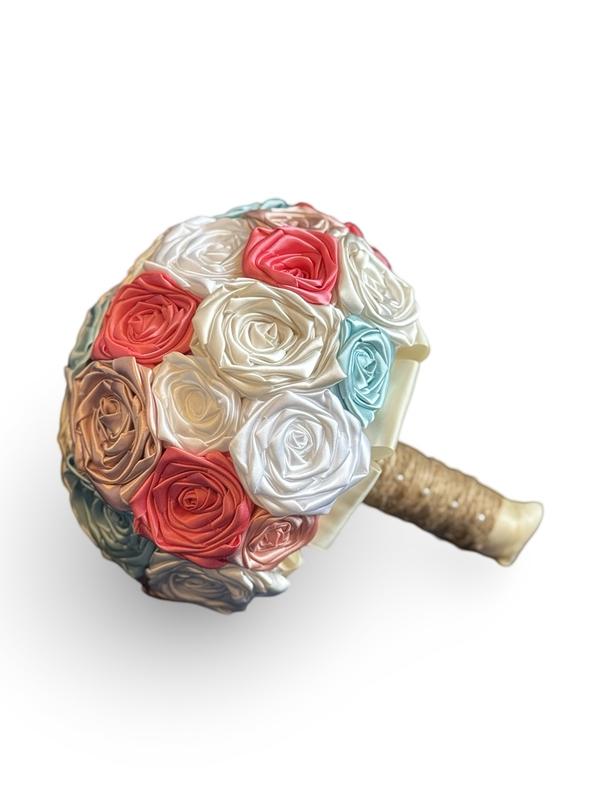 Summer Grace’s Bouquet | Ivory, White, Coral, Blush Pink, Peach, & Seafoam | Mint Wedding Bouquet | Coral Bridal Bouquet | Beach Wedding Bouquet | Rustic Wedding | Summer Wedding Bouquet