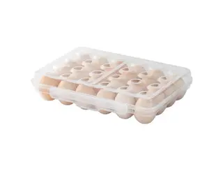 Refrigerator Egg Storage Tray with Lid, Refrigerator Egg Storage Box, 24-Egg Capacity Stackable Egg Storage Container Holder with Safety Buckle