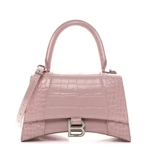 Pre-owned Balenciaga leather Crossbody Bags Balenciga Hourglass Pink Crocodile Embossed Handle Bag