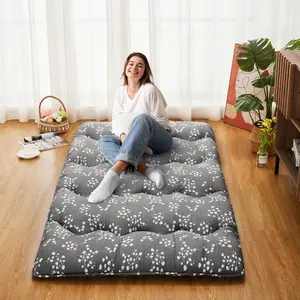 Garvee Twin Size Floral Pattern Japanese Futon Mattress for Adults, Ideal for Guest Rooms, Floor Sleeping, Camping, and Roll-Up Convenience