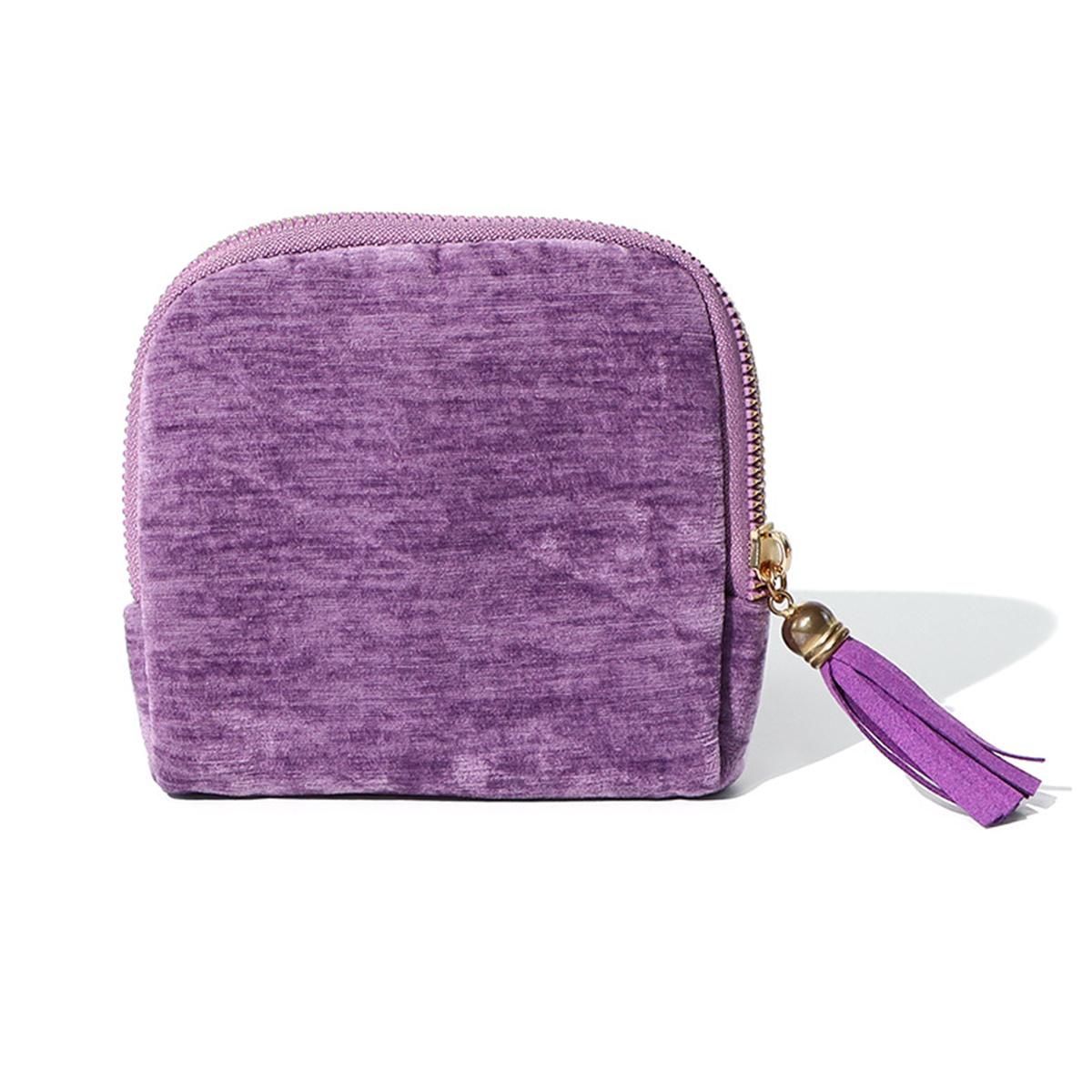 Fashionable Solid Color Jewelry Storage Bag, Luxury Tassel Zipper Pouch, Portable Travel Organizer for Rings, Necklaces, Bracelets, Velvet Anti-Tarnish Soft Case, Great Gift for Women