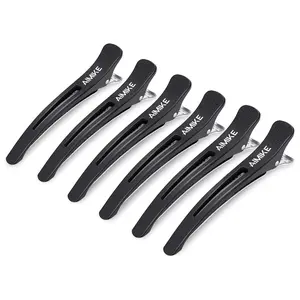 AIMIKE Professional Hair Clips for Styling Sectioning, Non Slip No-Trace Duck Billed Hair Clips with Silicone Band, Salon and Home Hair Cutting Clips for Hairdresser, Women, Men -  4.3” Long