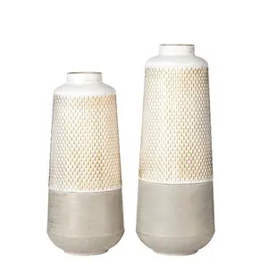 Glitzhome Set of 2 Vintage Textured Metal Table Vases