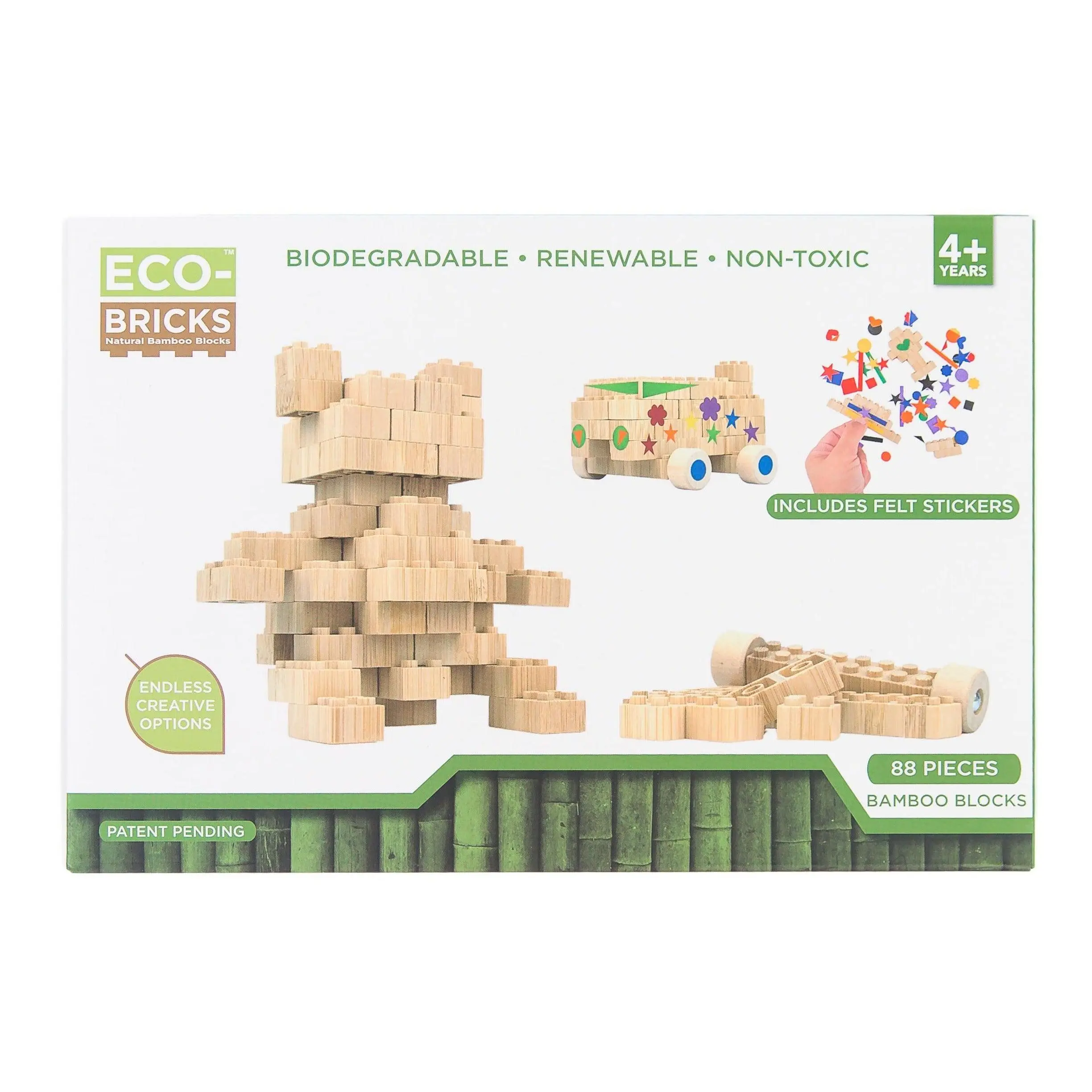 STEM Bamboo Bricks Education Medium Set with Felt Stickers