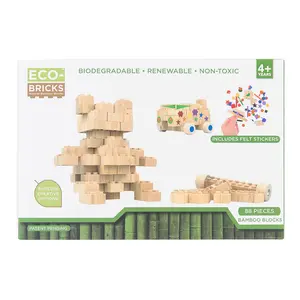 STEM Bamboo Bricks Education Medium Set with Felt Stickers