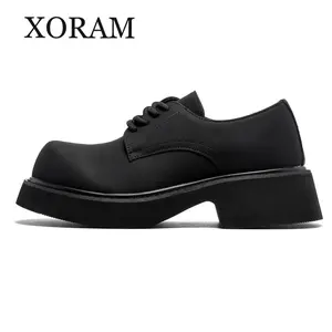 Men's Shoes Big Toe Derby Shoes Men's Spring Summer High-end Commuting Black Thick-soled Fashion Trendy Shoes New Height-increasing Japanese-style Derby Shoes 9522
