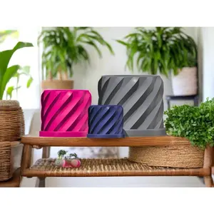 Thicc Spiral Plant Pot with Drainage and Drip Tray, Multiple Sizes and Colors