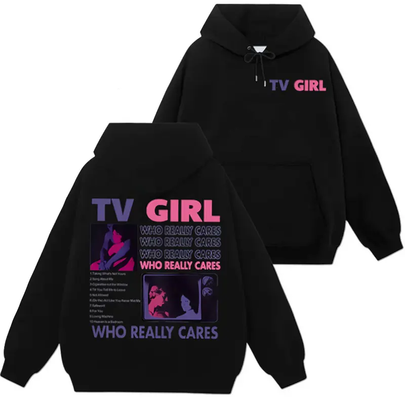 Men's TV Girl Album Graphic Cotton Fitted Hoodie - Soft Fabric, Hooded Drawcord Pullover Top, Cozy Outdoor Outerwear, Ideal Gift for Music Lovers, 2XL (Do Not Dry Clean), Chic, Preppy, Cute, Hoodies To Buy, Valentines Day, Outdoors