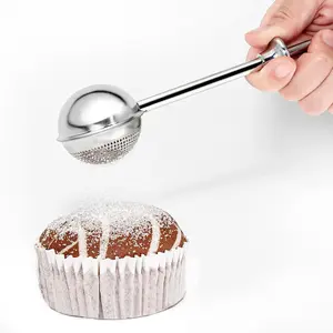Sugar Shaker, Powdered Sugar Shaker Duster with 18/8 Stainless Steel Fine Mesh Dispenser Sugars and Spring Operated Handle for Sugar and Spices