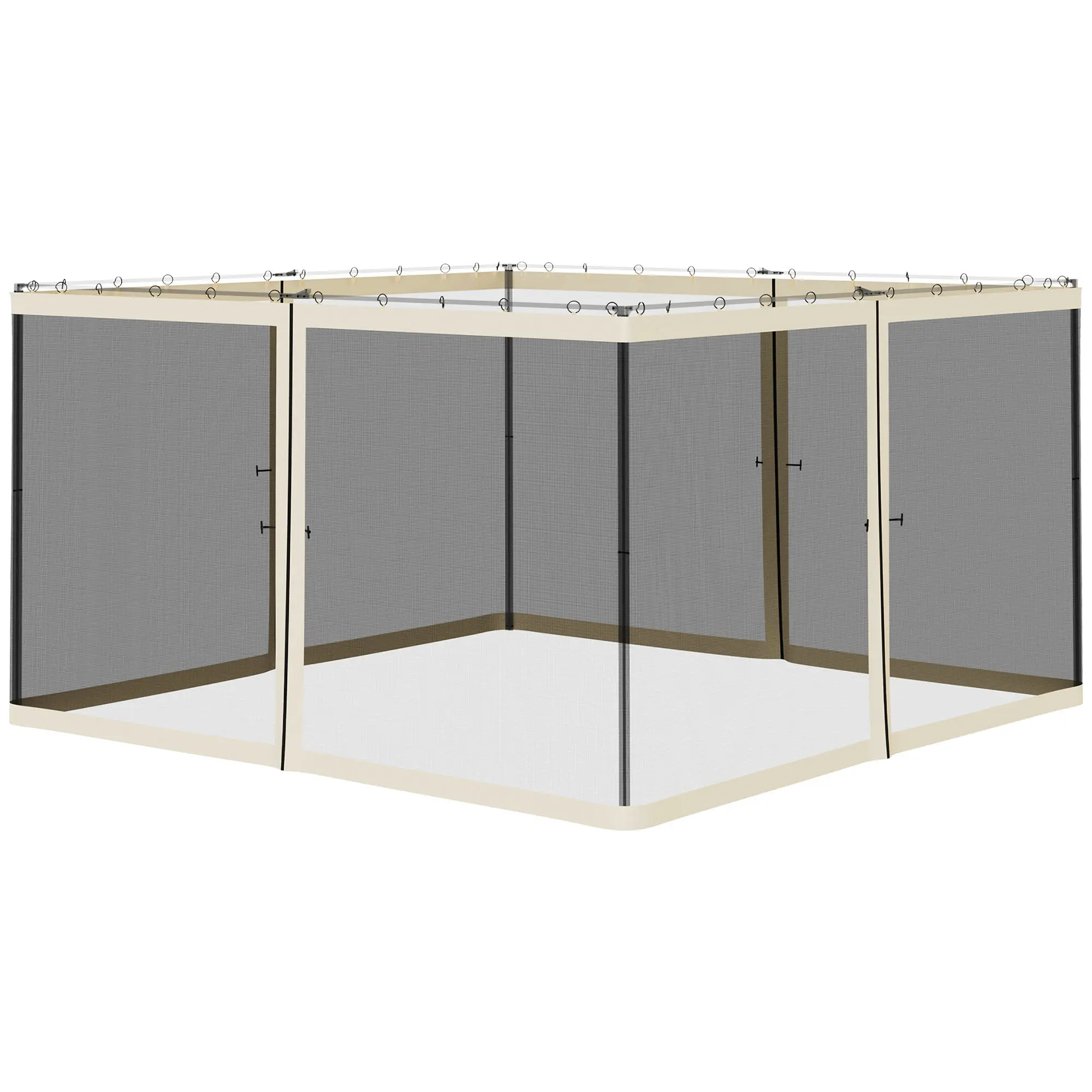 12' x 12' Gazebo & Canopy Tent Replacement Mesh Sidewall Netting - Heavy-Duty Cream Polyester Mesh, Smooth Zipper Closures, Breathable, Bug-Proof for Patio Privacy Screening, Summer Insect Protection