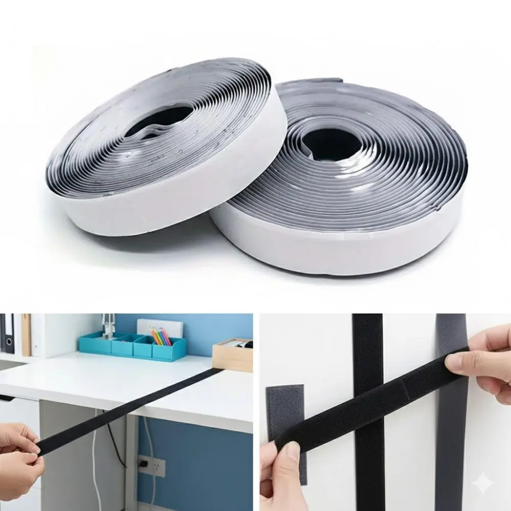 No-Sew Washable High-Adhesion Self Adhesive Hook and Loop Tape, Reusable Non-Residue Fastener Strips for Home Organization, DIY Crafts, Curtains, Clothing, Bags Fixing