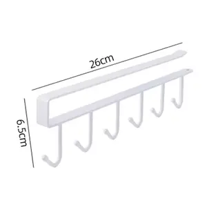 No-Punching Multifunctional Storage Rack - 6/12 Hooks, Easy-Installation Home Organizer for Kitchen Cup Holding, Cabinet Use