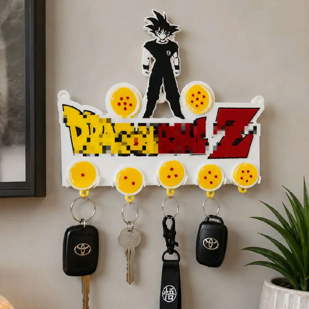 Anime Inspired Wall Key Holder – Decorative Entryway Key Rack with 7 Hooks – Wall Mounted Key Organizer for Home, Apartment, Office or Gaming Room