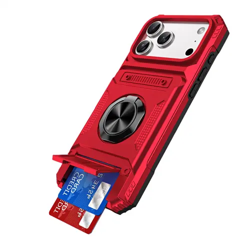 Wallet Casing for iPhone 13-17, Smartphone & Cellphone Accessories with 2-Card Holder, 360° Magnetic Ring Stand, Dual-Layer Heavy-Duty Shockproof Protection Cover for Women & Men