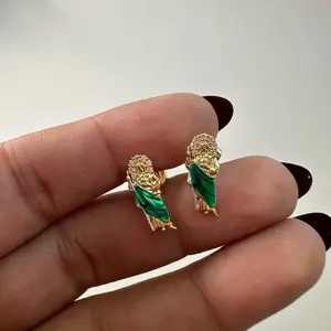 Saint Jude small earring studs (green)