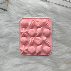 1PC 16 Cavity Silicone Seashell & Starfish Mold | Non Stick Candy Chocolate & Ice Cube Tray | Ocean DIY Baking Tool for Homemade Treats | Perfect Kitchen Gadget for Party Summer & Family Fun