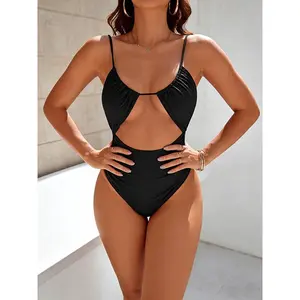Women's One Piece Beach Swimsuit Tummy Control High Cut Out Sexy Flattering Cheeky Bathing Suit for Ladies Swimwear