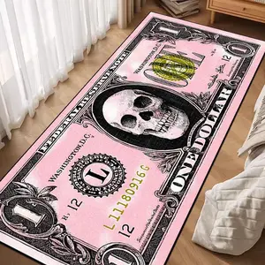 Creative Skull & Money Pattern Area Rug, Non-slip Soft Floor Mat, Decorative Carpet for Home Living Room Bedroom, Room Decor, Home Decor