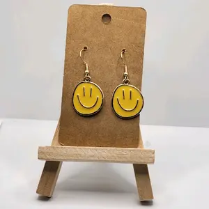 Cheery Smiley Face Earrings - Fun Playful Hook Earrings with Durable Metal for Any Occasion